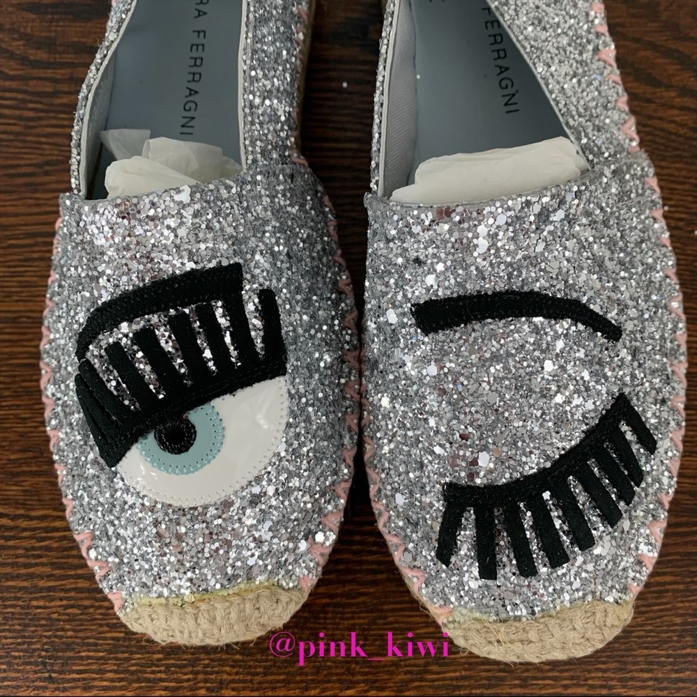 ⬇️REDUCED❗️ Chiara Ferragni Contrast Stitching Glitter Espadrille - Picture 4 of 12